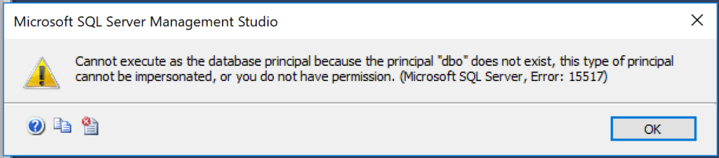 mssqlserver error number 15517
